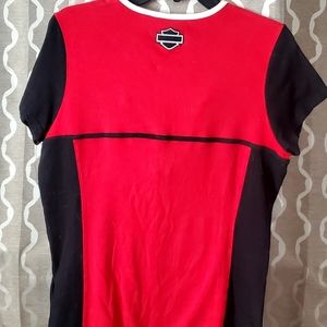 Harley Davidson short sleeve top Red Black White zip front